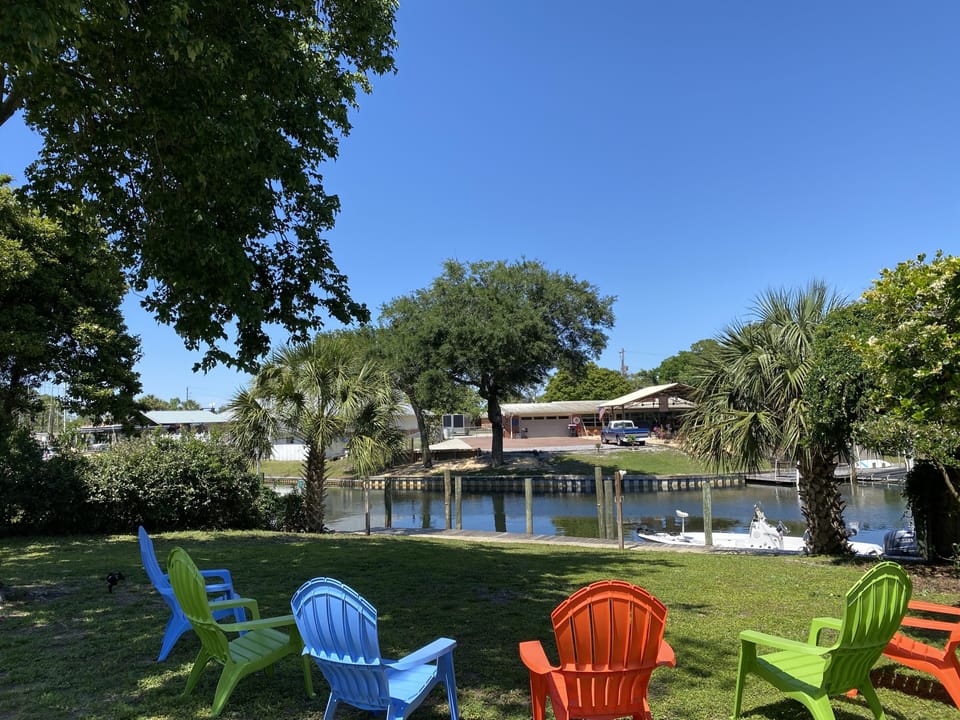 Enjoy your backyard with plenty of seating, yard games and your boat dock. 