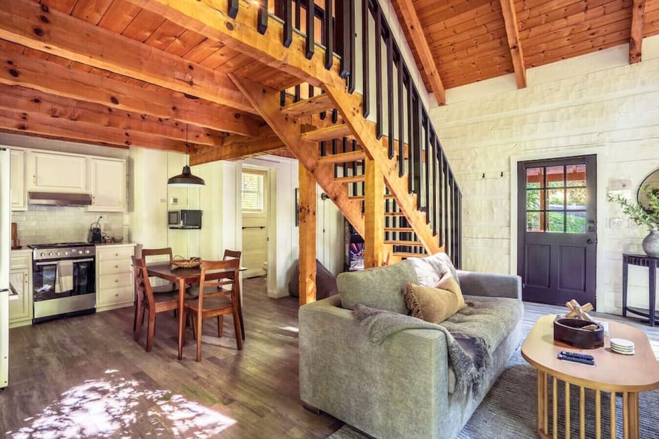 Open Concept Living Room and Kitchen with vaulted ceilings and modern design