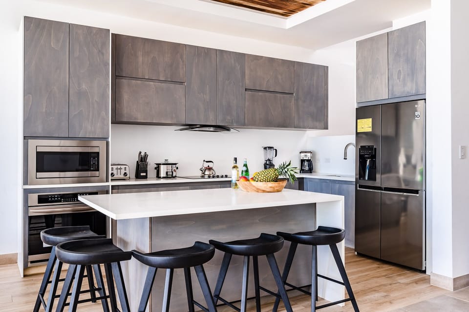 A kitchen island is great for a private chef to prep a meal for a group 
