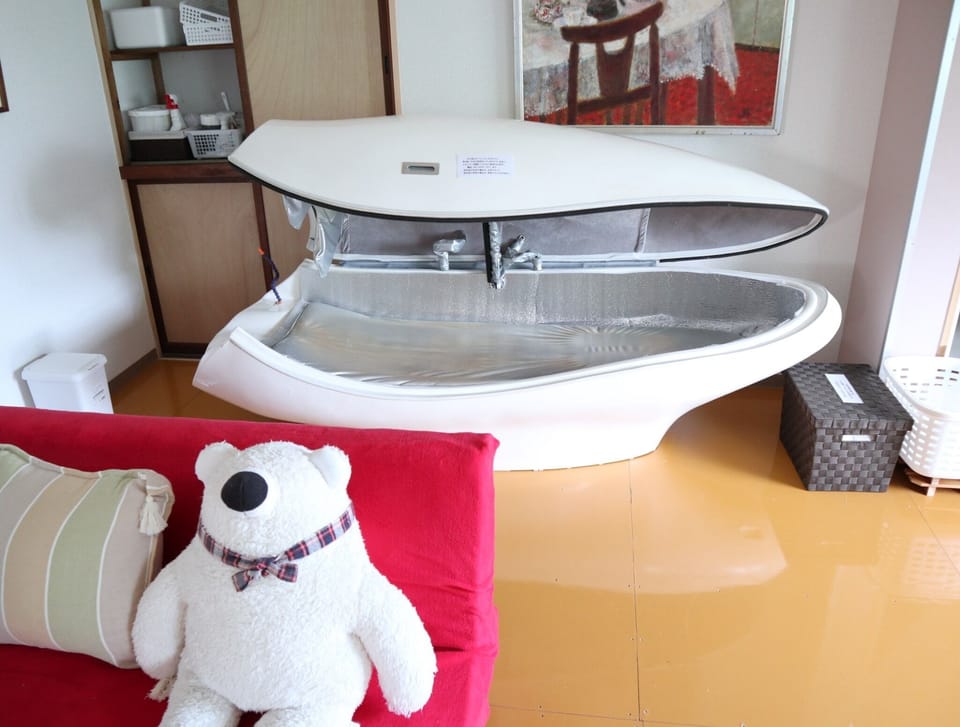 Private bedrock bath capsule in room 202