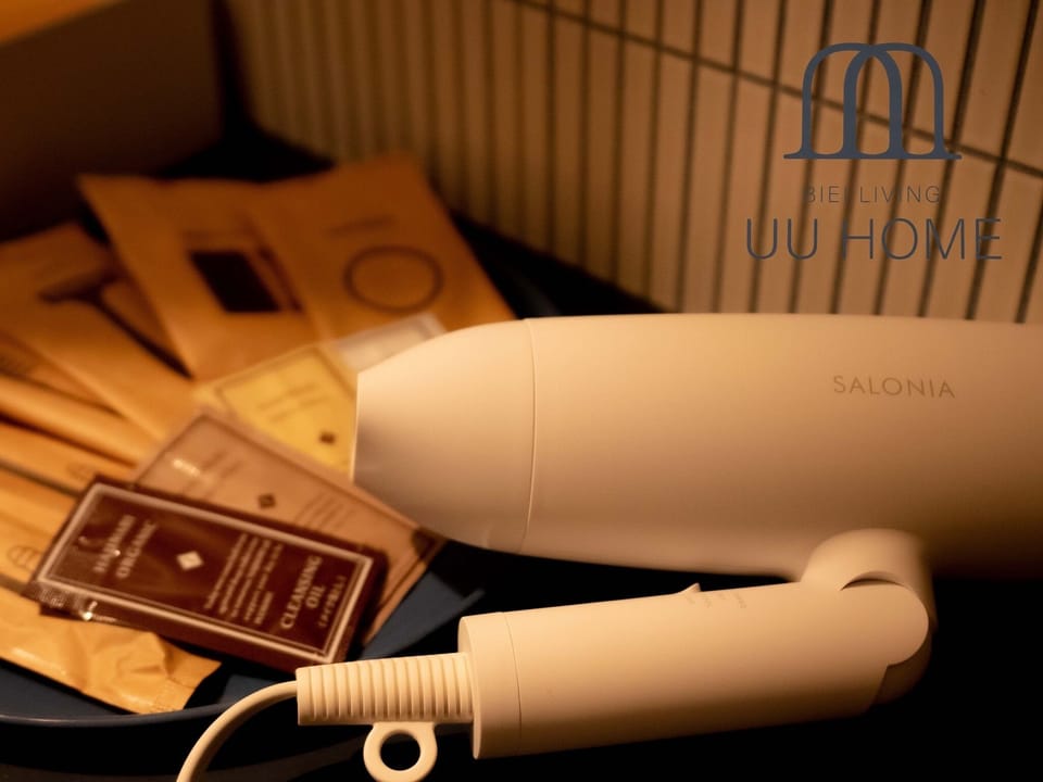 toiletries and hair dryer