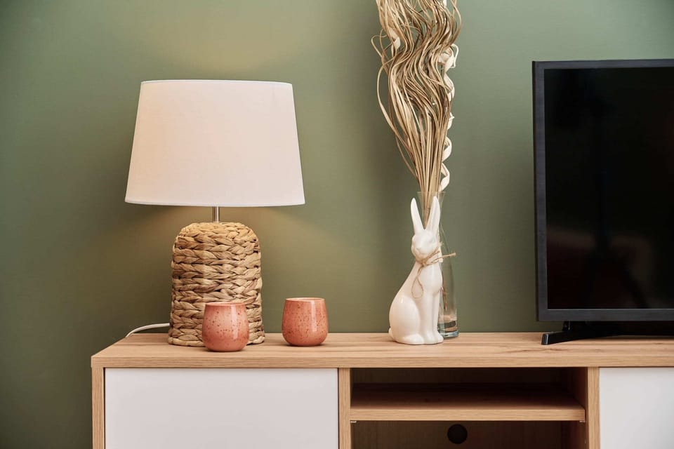 The living area's sleek design is both functional and aesthetically pleasing.