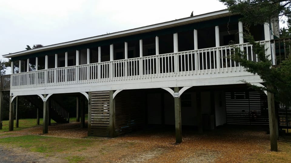 Exterior of the duplex building, First Mate cottage on the left side of building