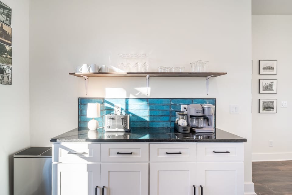 The kitchen is full stocked with everything you need!