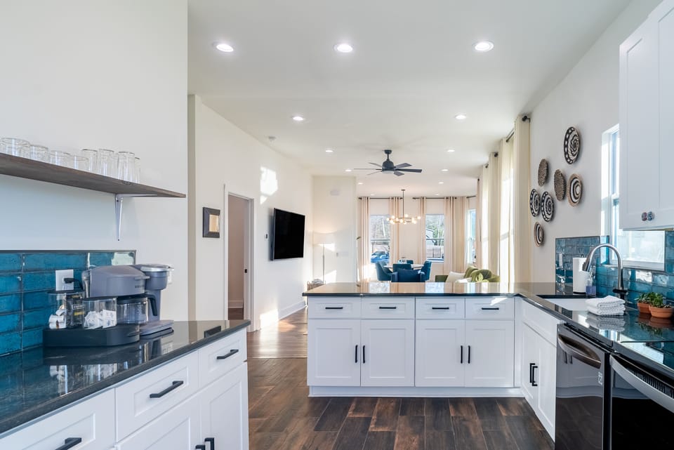 The kitchen is full stocked with everything you need!