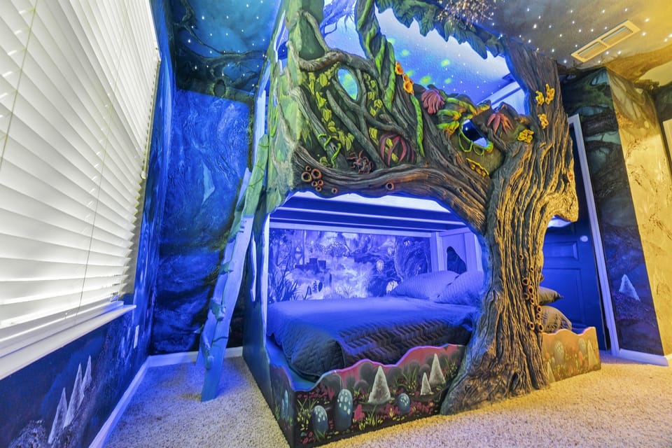 Full Bunk Bed that has night lights