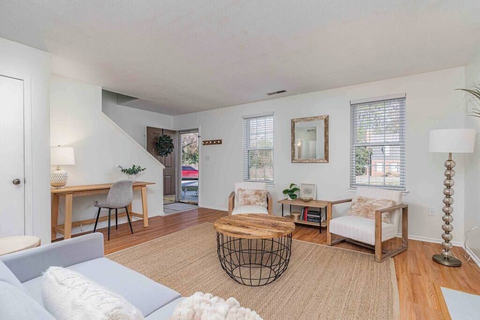 Den with desk area and 50" TV