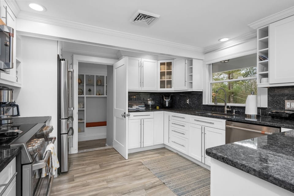 Modern kitchen with stainless steel appliances