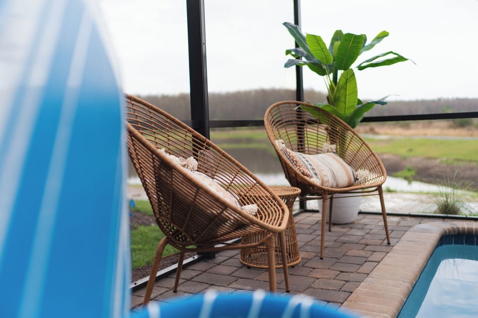 Relax by the pool in style—enjoy serene moments in our cozy poolside chairs.