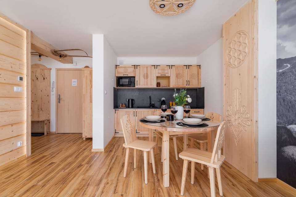 The fully equipped kitchenette includes everything you need for a home-cooked meal.