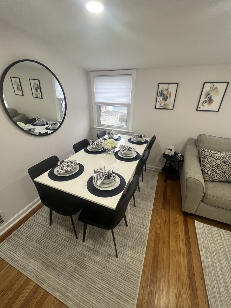 Dining table expands to seat 6