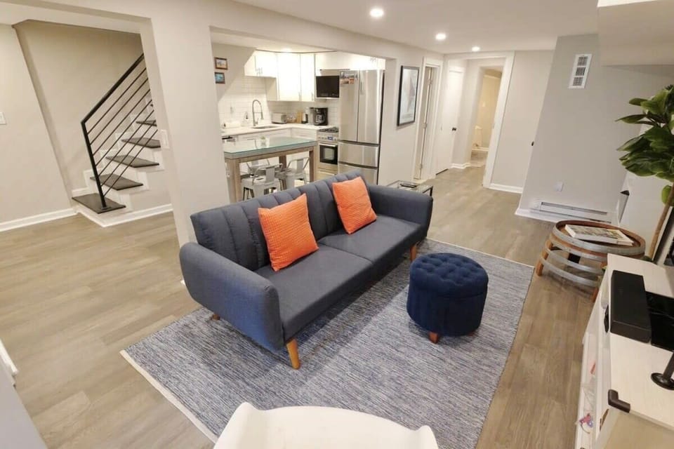 Open concept floor plan with gorgeous kitchen and dining area
