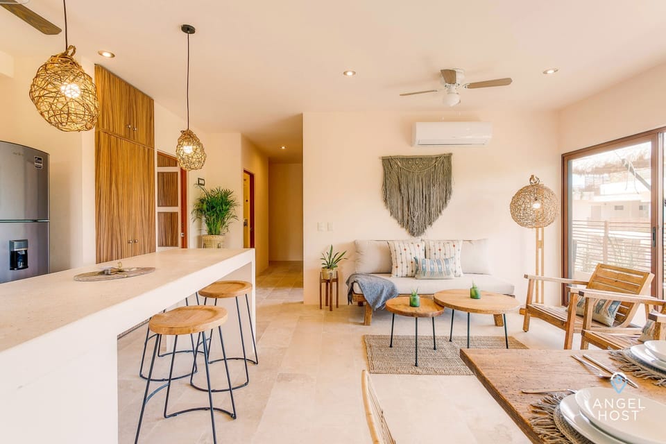 Decorated in typical Tulum BoHo chic decor