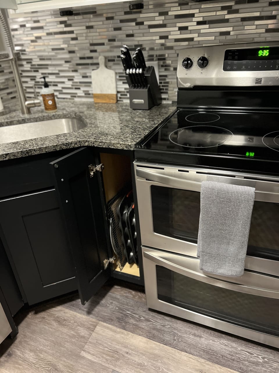 The kitchen is stocked with everything you need to eat in.