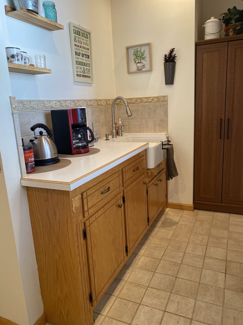 Coffee bar located just off the kitchen near bedroom #2. 