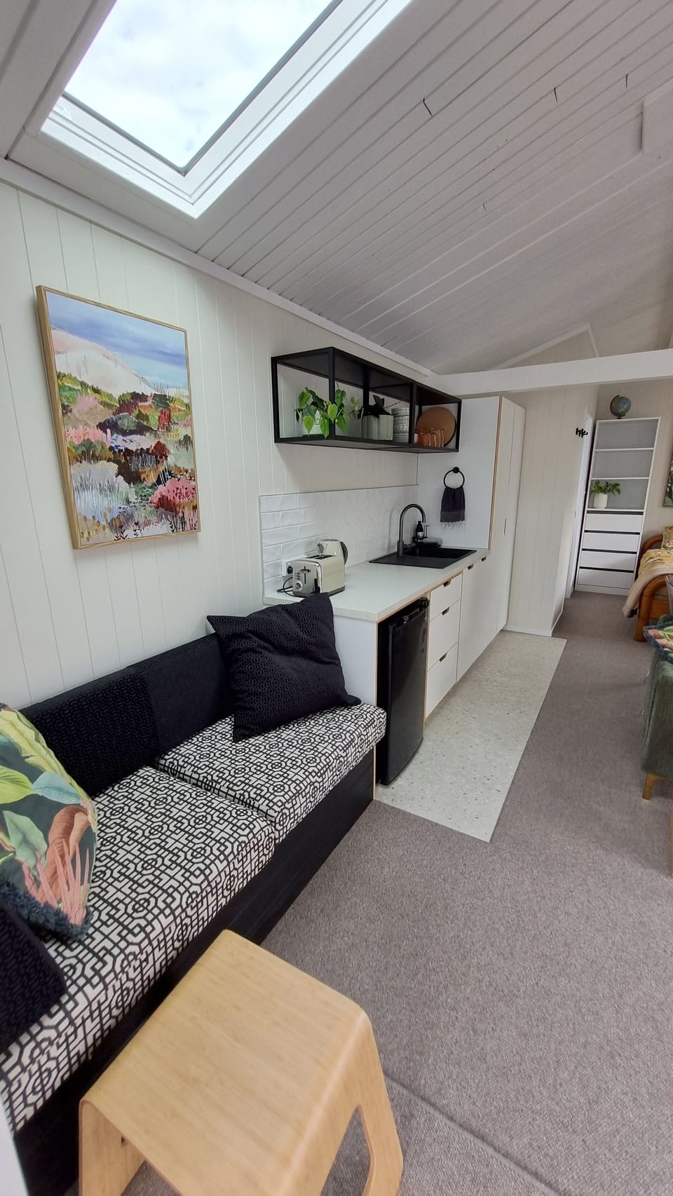 Built-in couch & storage underneath. New Velux skylight which has lovely light.