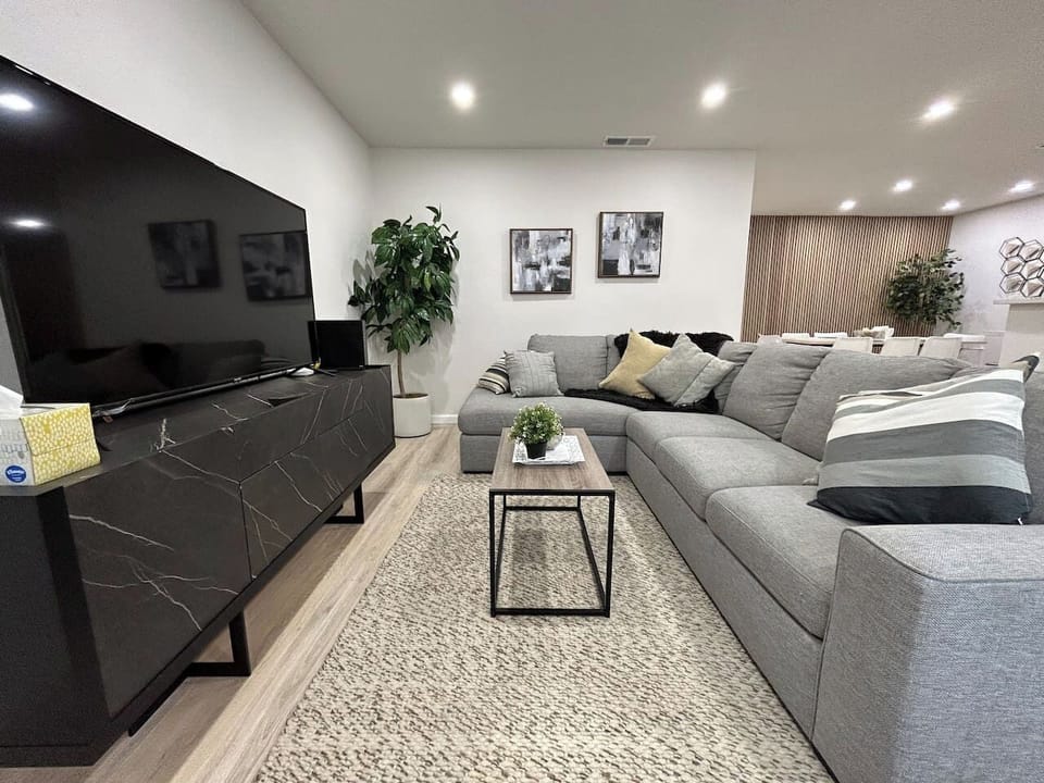 Comfort yourself with these soft and professionally cleaned sofas and Flat screen TV.