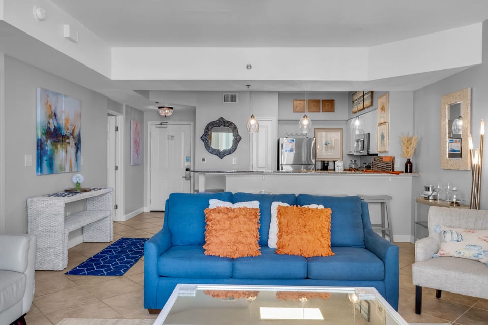 Living room to kitchen view