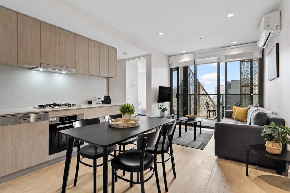 Living room with open kitchen 
