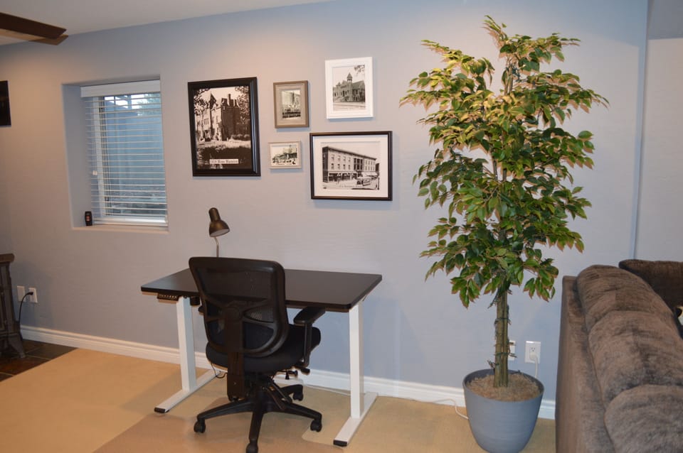 Adjustable workstation and chair.