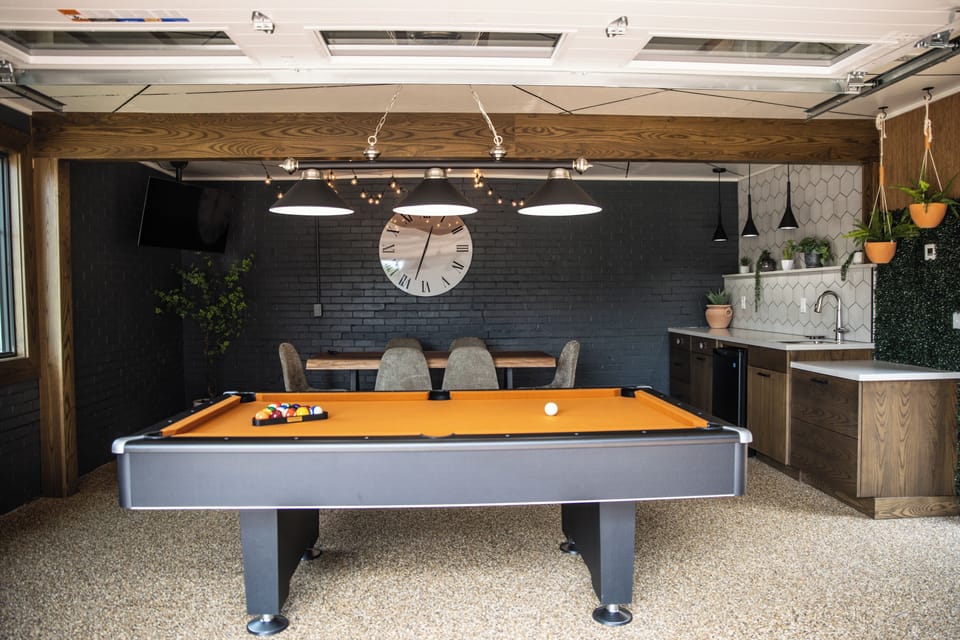 Pool table in garage