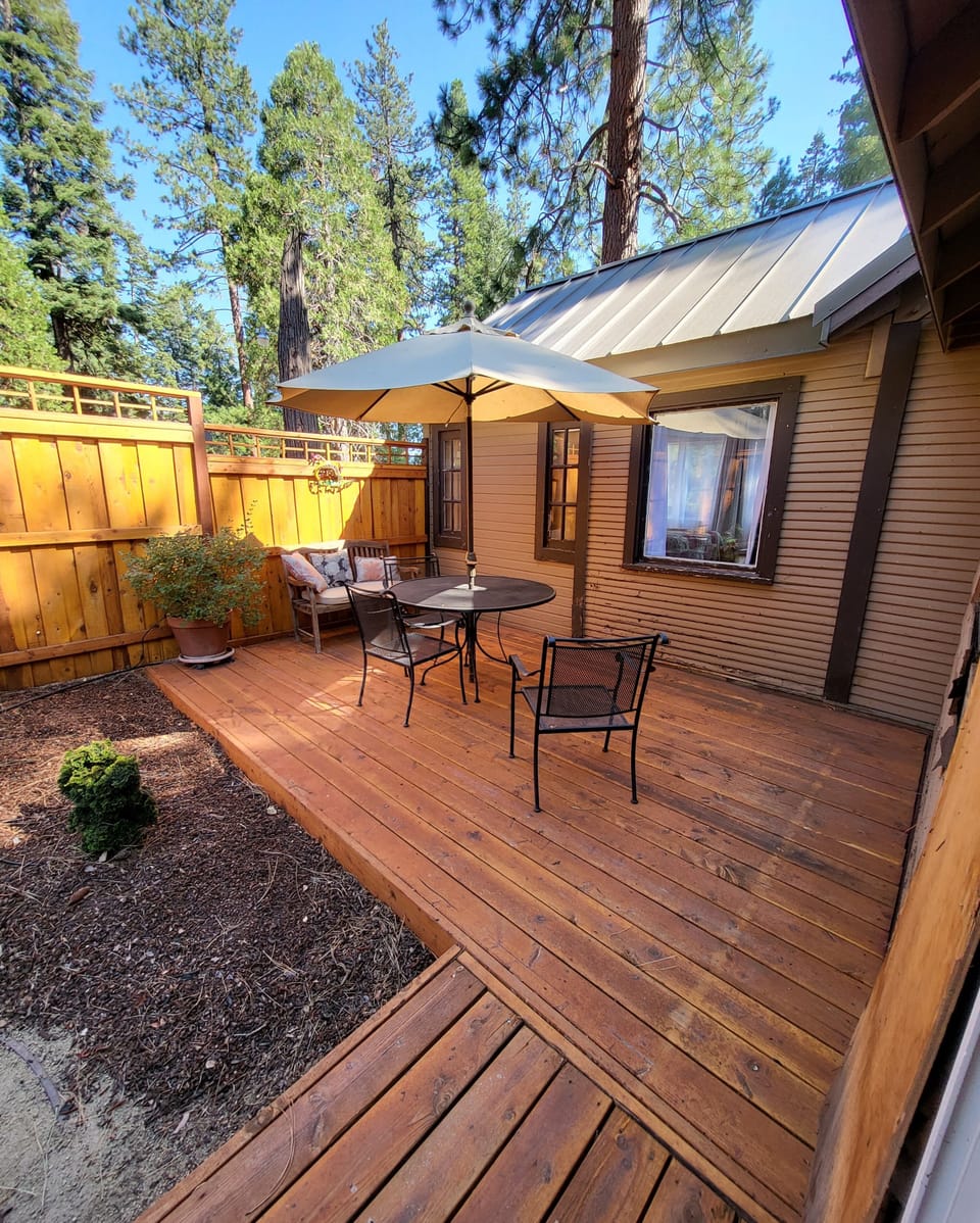 Private Patio on sideyard. Also the side view from the dining room. 