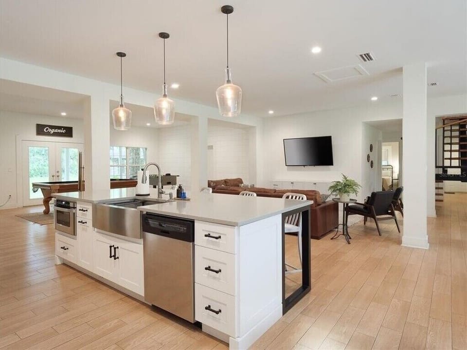 Kitchen open to great room.