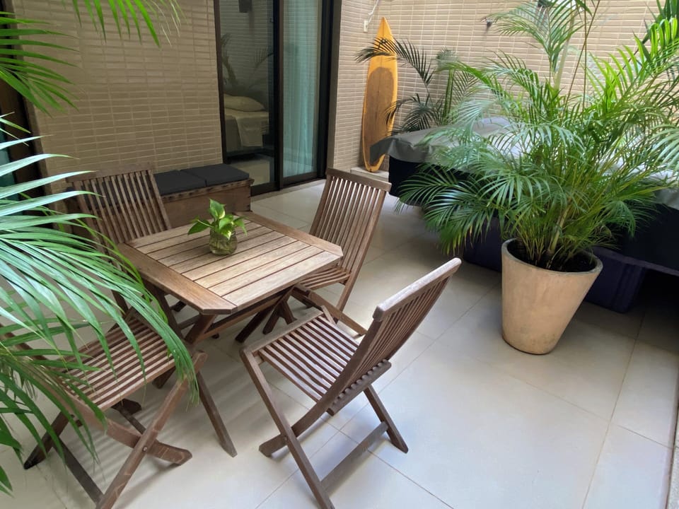 Private Rear Terrace- The jacuzzi is not included in the listing.