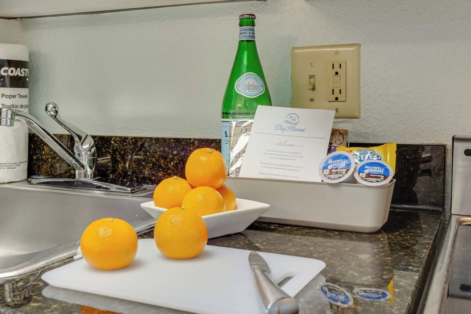 Enjoy a complimentary welcome basket filled with snacks and drinks upon arrival. 

