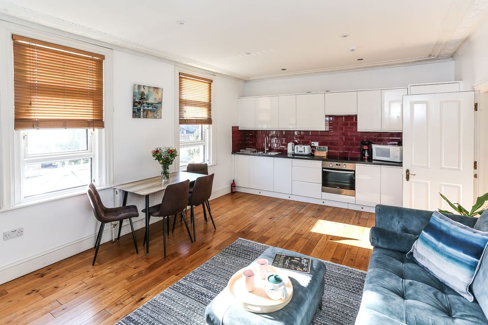 open plan living room dining and kitchen