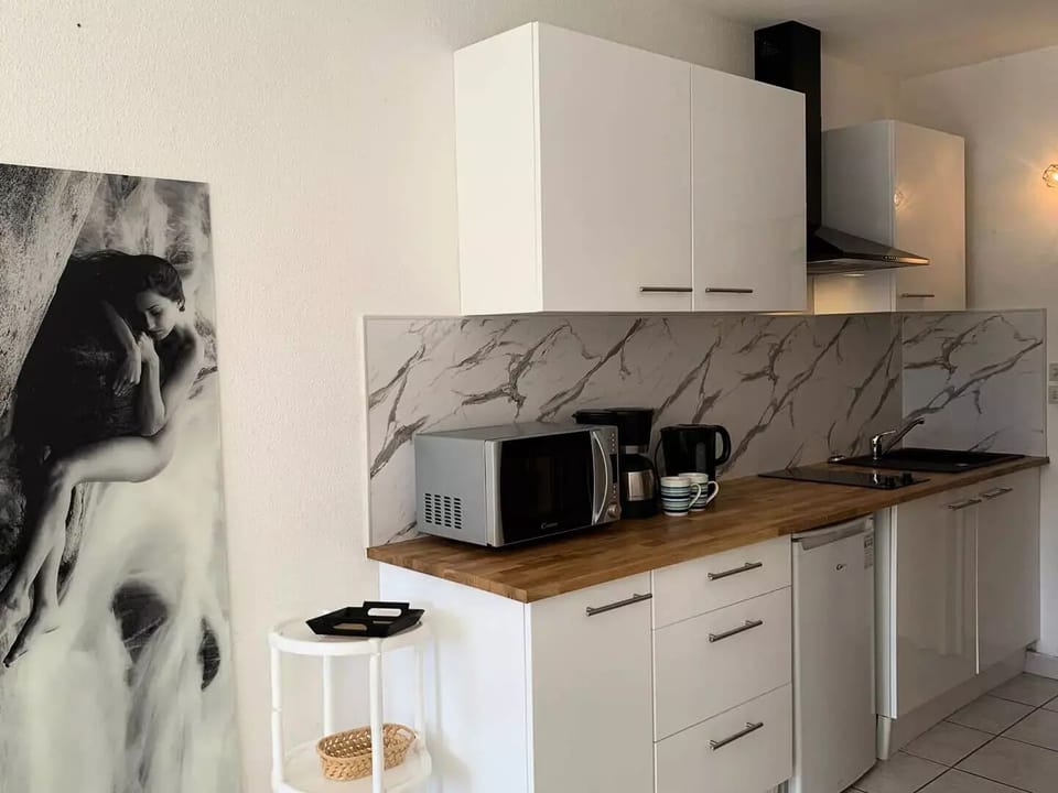 Coffee/tea maker, fridge, microwave, electric kettle