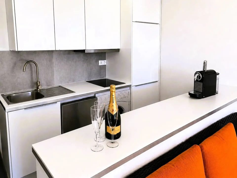 Fridge, oven, dishwasher, cookware/dishes/utensils