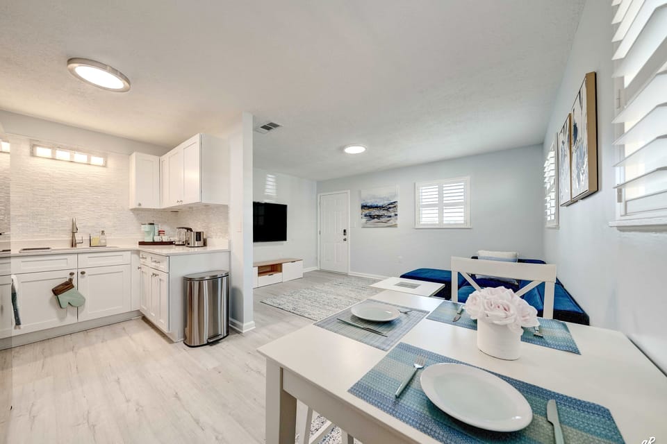 Dining Table with Seating for Two and Fully Stocked Kitchen