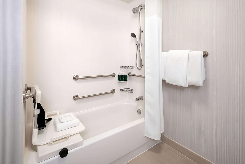 Sip morning coffee and settle in at the roomy desk.