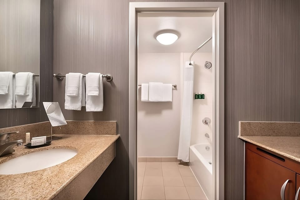 Rinse off and reset with bright lighting and fresh towels.