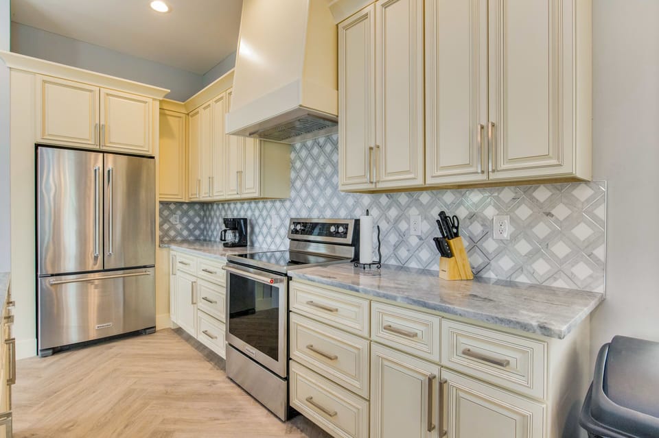 Cooking is a breeze in our well-equipped kitchen.