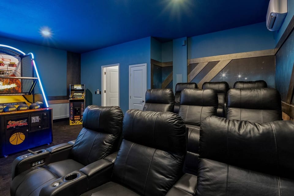 Movie Theater w/ Reclining Chairs, Basketball & Arcade Machine