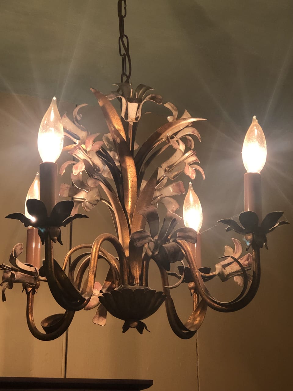 Bathroom chandelier.