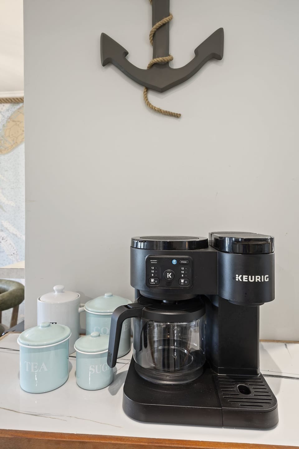 Sip on a cup of coffee in the morning by using the drip/pod Keurig coffee maker!