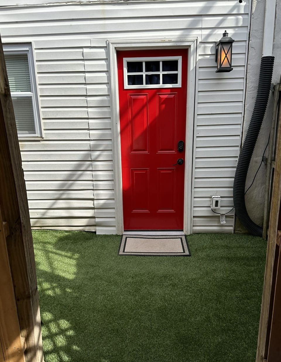 The entrance door.