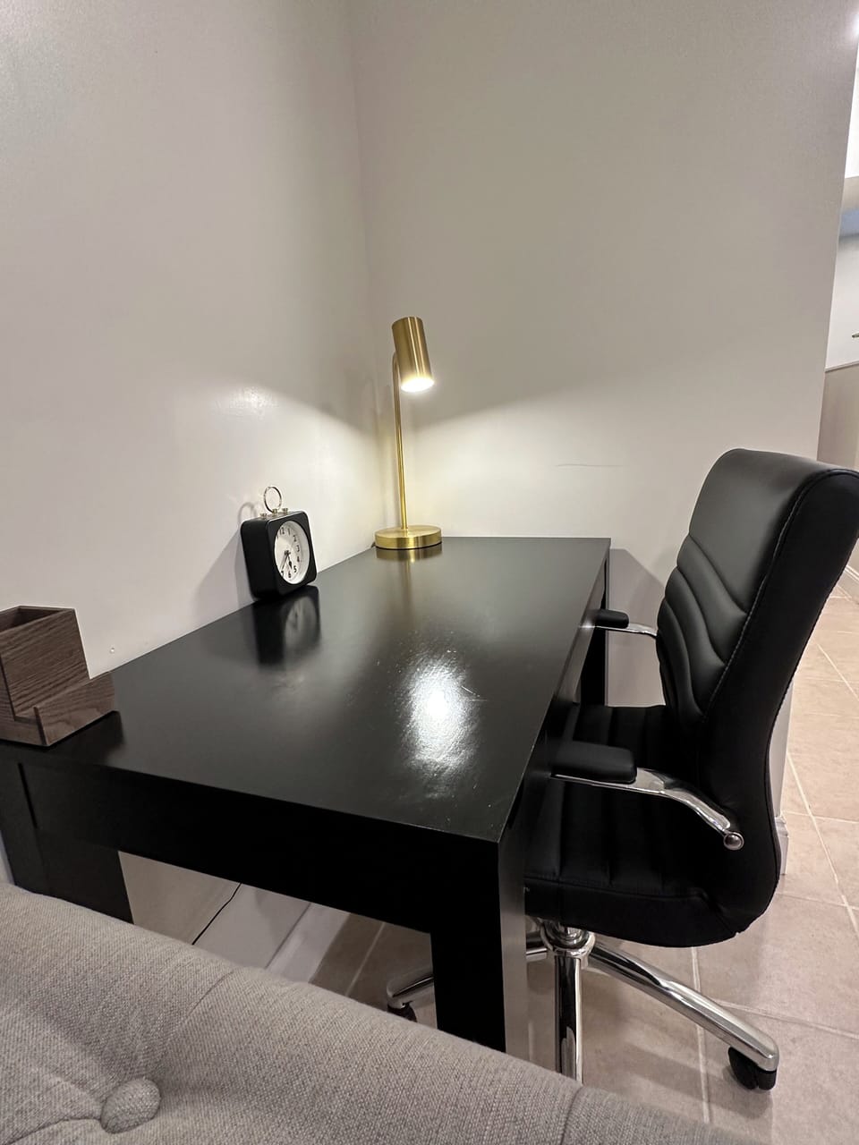 Desk with office chair.