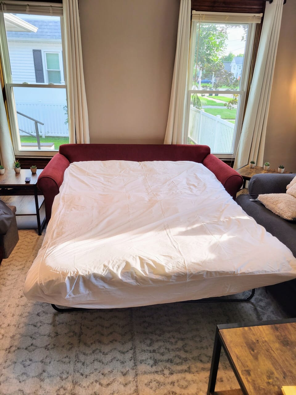 queen sized pull out couch 1st floor living room 