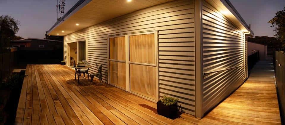 Accessible entrance and Kwila decking.