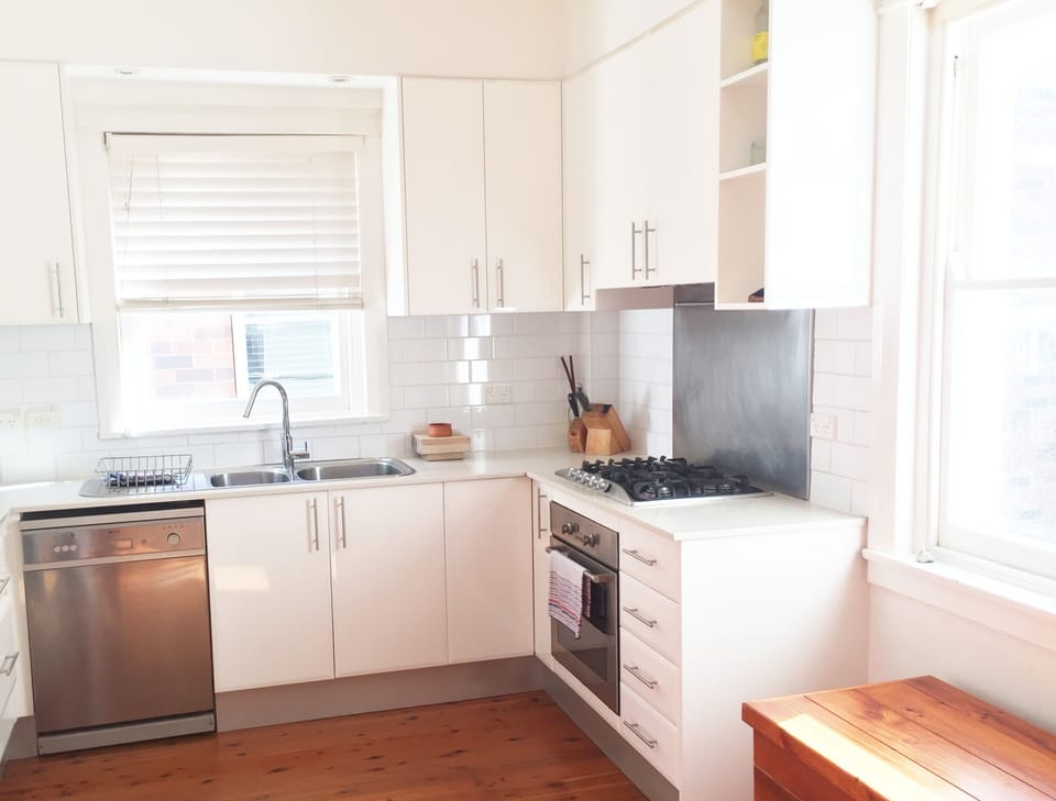 large eat in kitchen with gas stove top