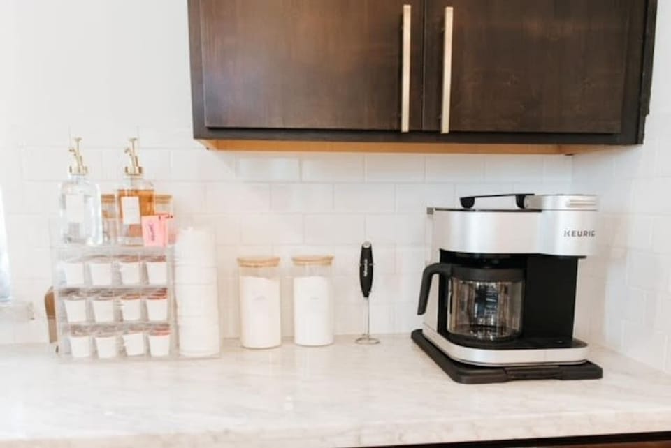 A nicely stocked coffee bar for you to enjoy at Casa Baron!