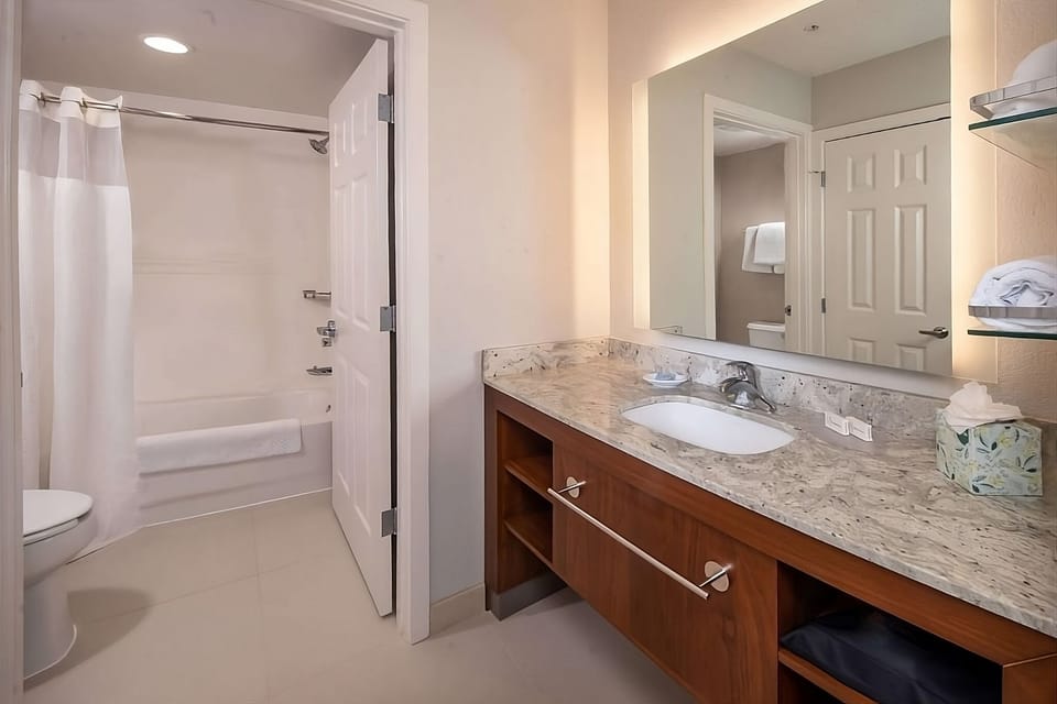 Clean, spacious bathroom layout designed for easy, comfortable routines.