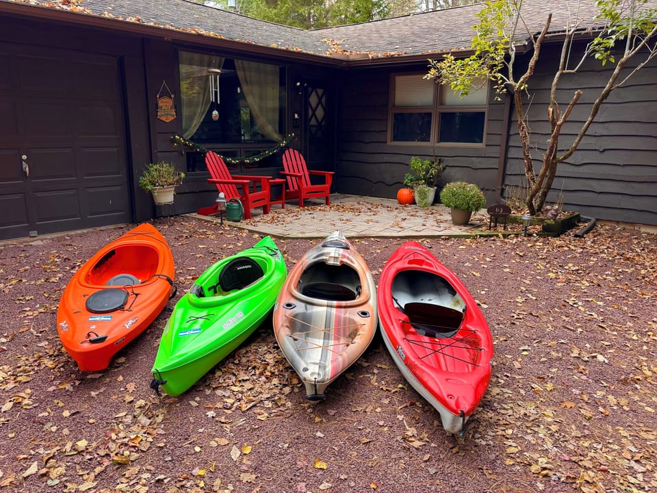 4 kayaks available at lakeside during season