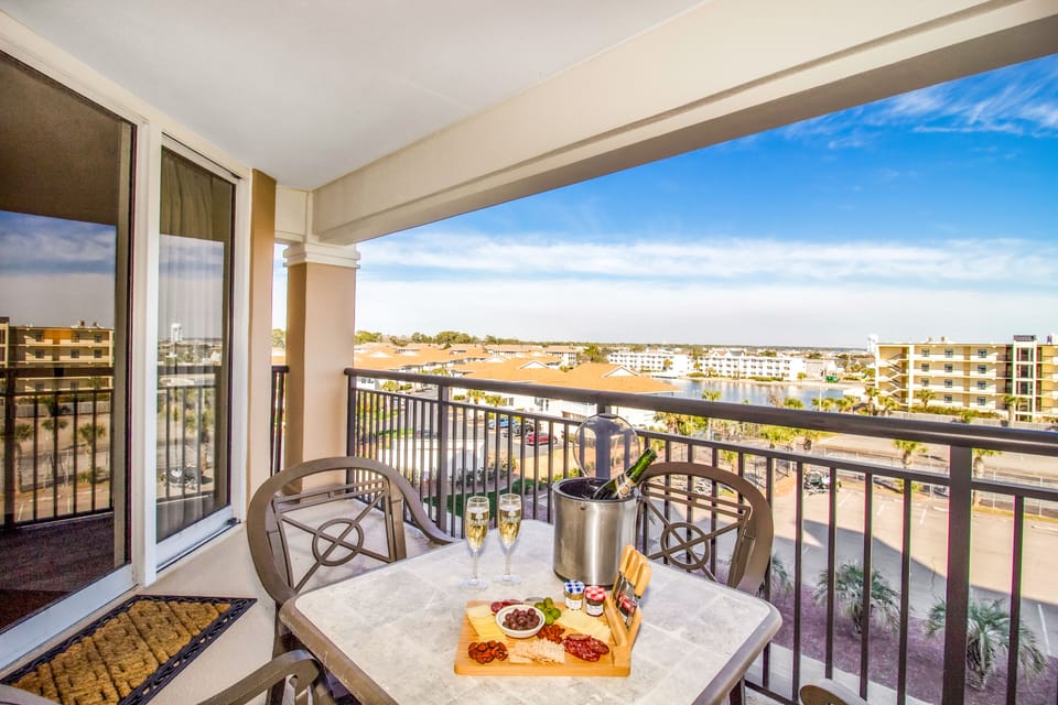 Sip champagne on your private balcony while taking in sweeping city views stretching to the horizon.