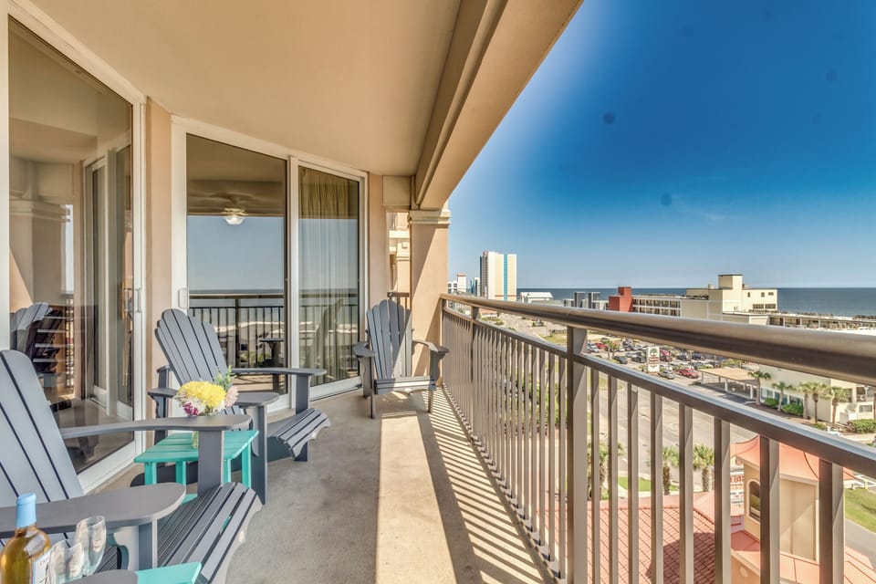 Your private balcony offers sweeping views and comfortable seating where you can sip morning coffee or watch stunning sunsets over the cityscape.