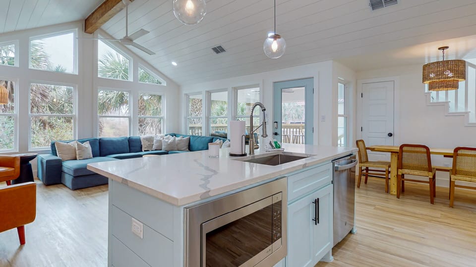 Kitchen Island with Dishwasher and Microwave